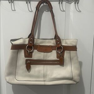 Gorgeous Coach Penelope Cream and‎ Brown Leather Satchel